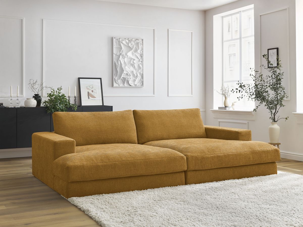 Bobochic Leonard Sofa 4-Sitzer 234 × 159 cm Strukturstoff Gelb