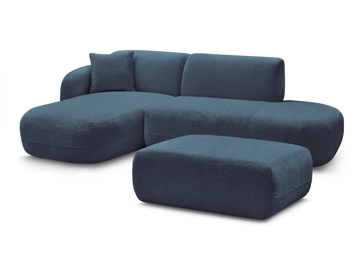 Bobochic Anda Ecksofa mit Pouf 241 × 163 cm Chenille Hellblau Ecke links