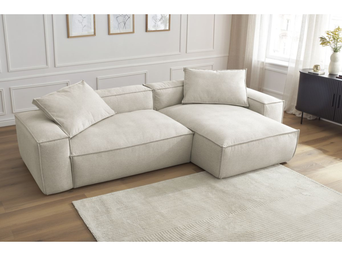 Bobochic Boheme Ecksofa, 2 Kissen Melange-Stoff Beige
