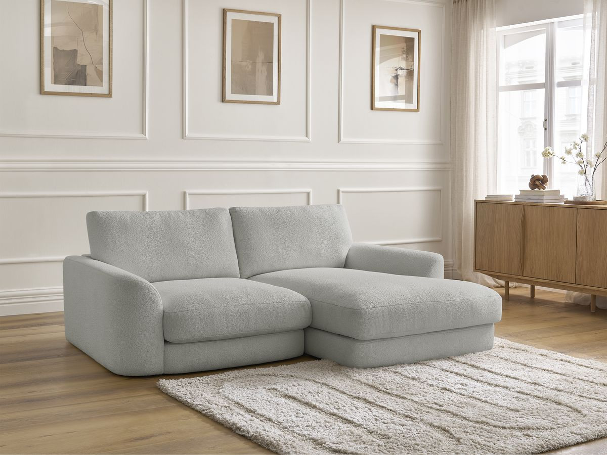 Bobochic Leonore Ecksofa Bouclé-Stoff Hellgrau Ecke rechts