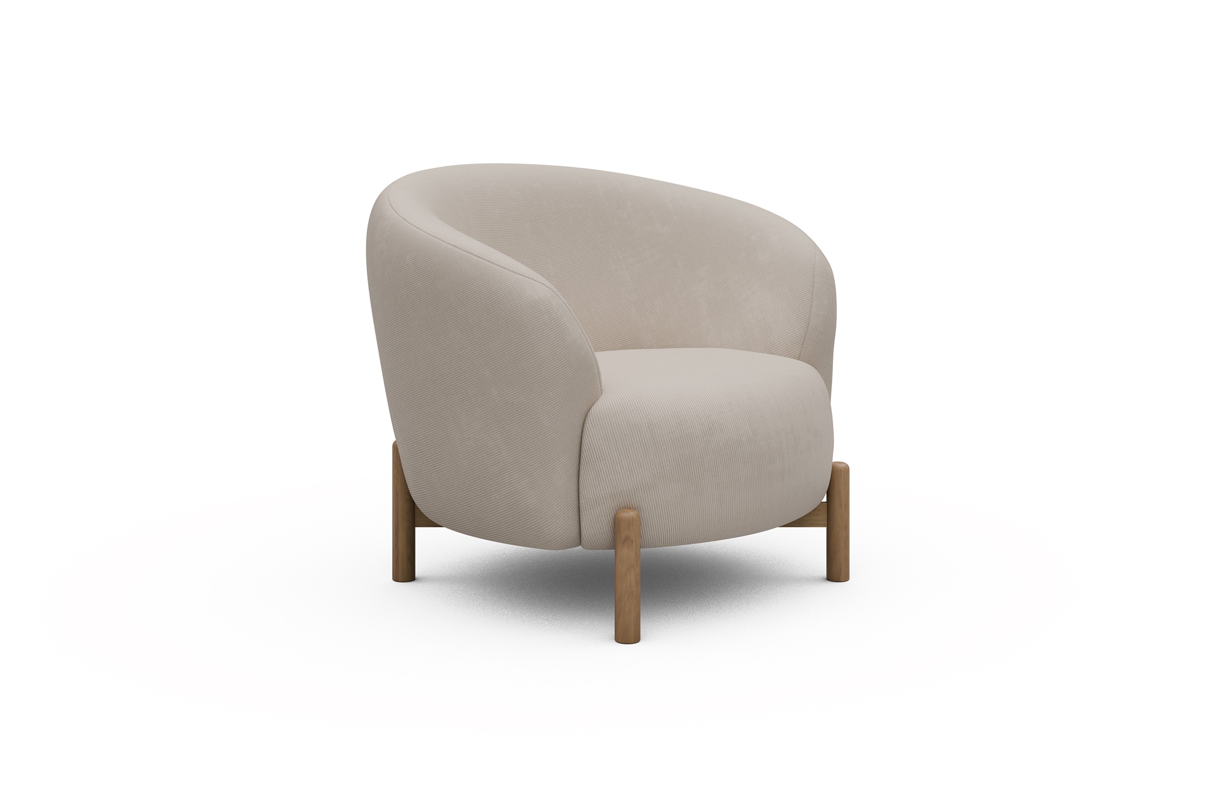 Sessel Ronda Holzbeine Eiche Natur Cordufine-Off-White