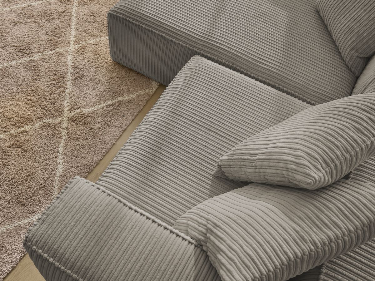 Bobochic Nina Ecksofa Cordsamt Taupe Ecke links