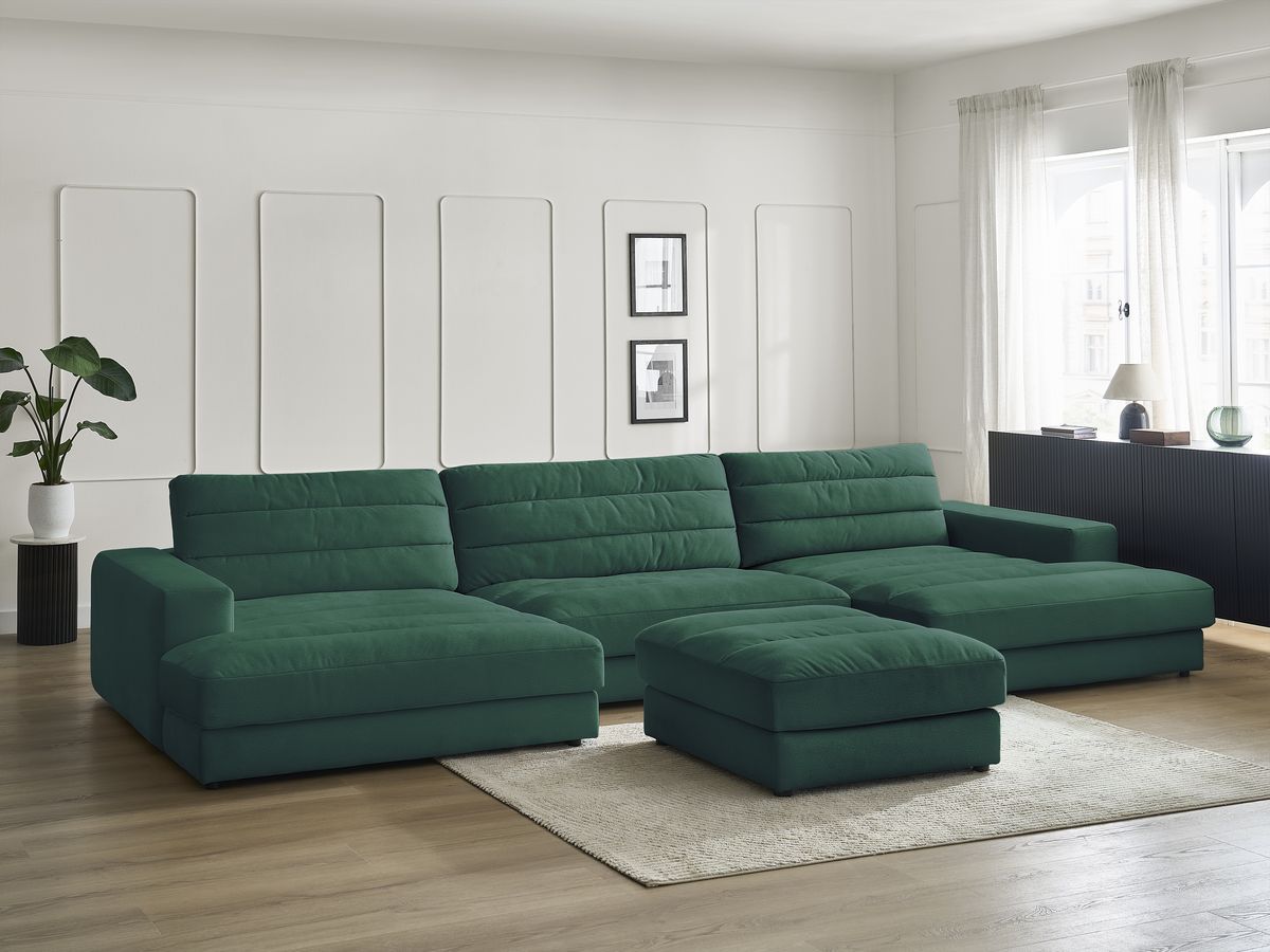 Bobochic Sierra Wohnlandschaft mit Pouf Samt Dunkelgrün
