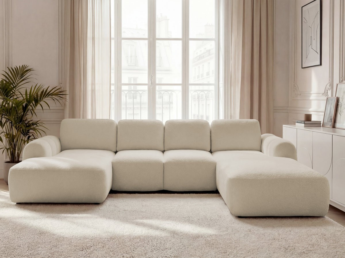 Bobochic Montaigne Wohnlandschaft Bouclé-Stoff Beige Ecke links