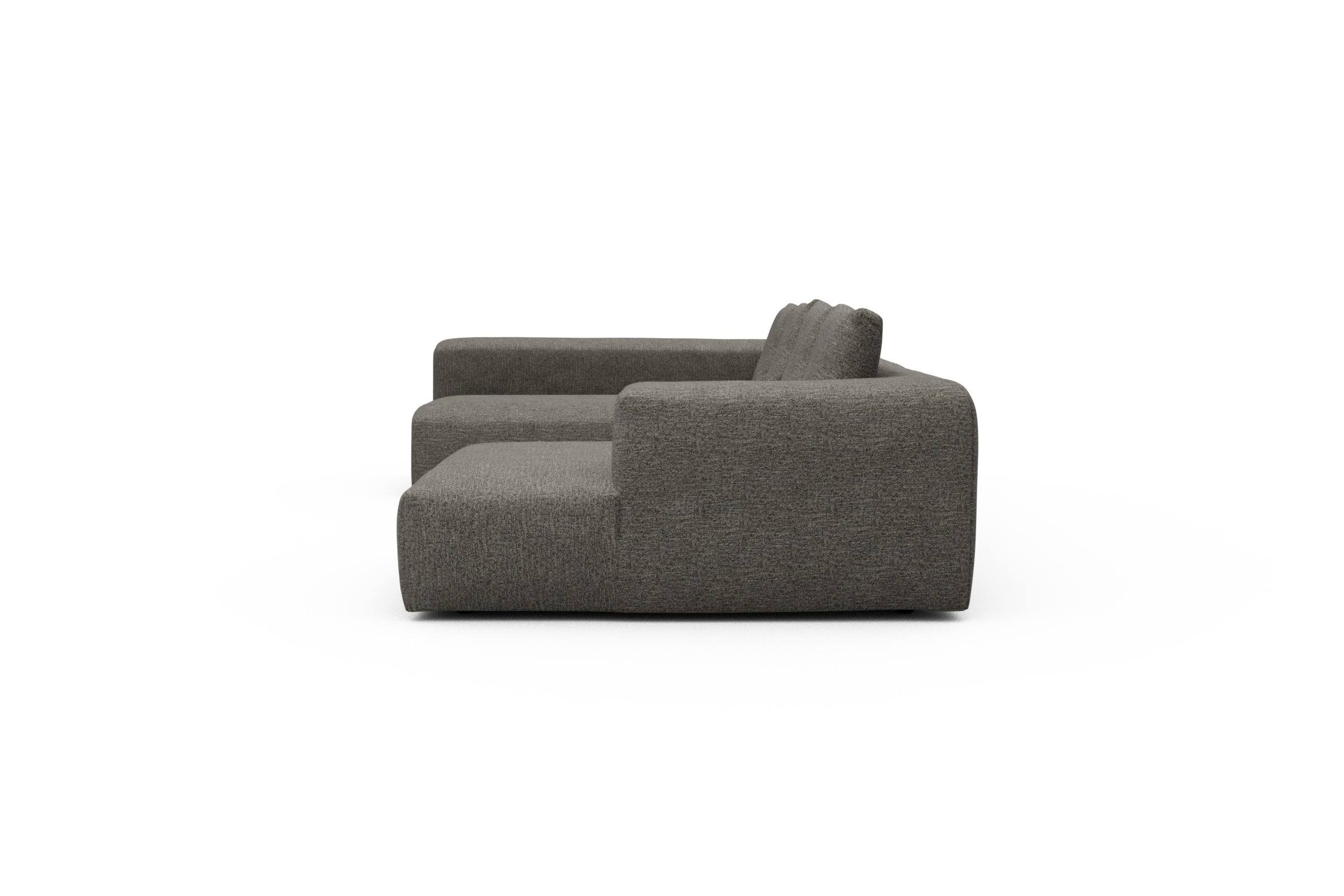 Wohnlandschaft Fred Chaiselongue rechts mit 2-Sitzer und lange Armlehne links Carreno-Sepie-Brown