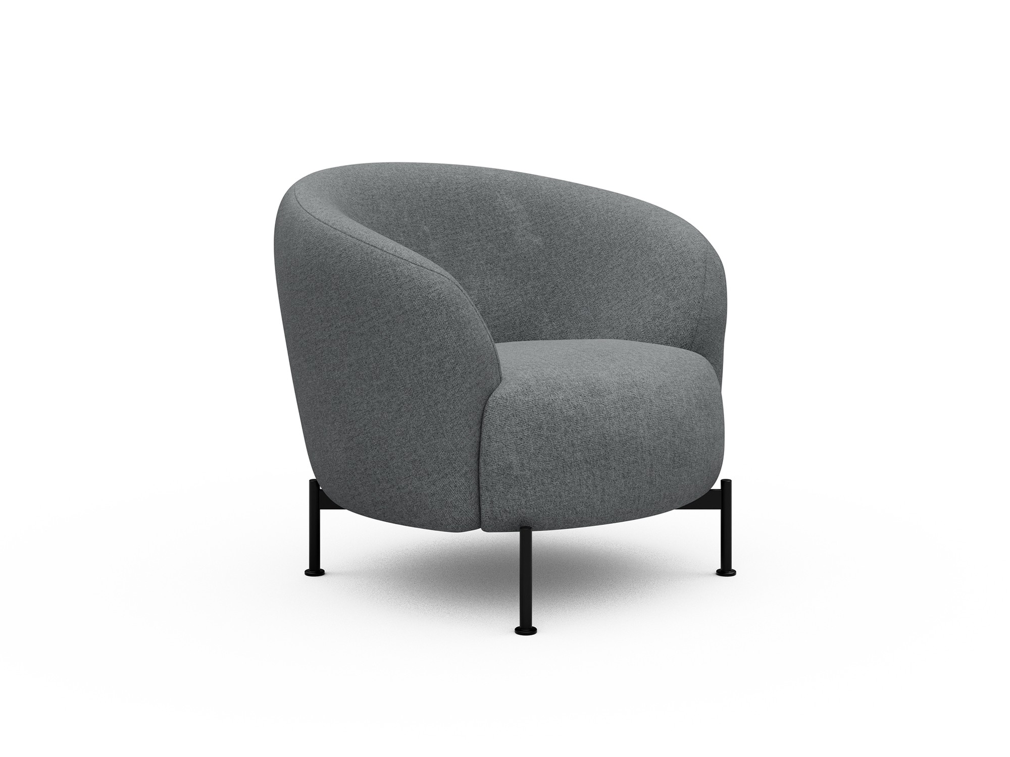 Sessel Ronda X-Metallgestell Schwarz Strukturierter Stoff Casone 495-Gravel-Grey