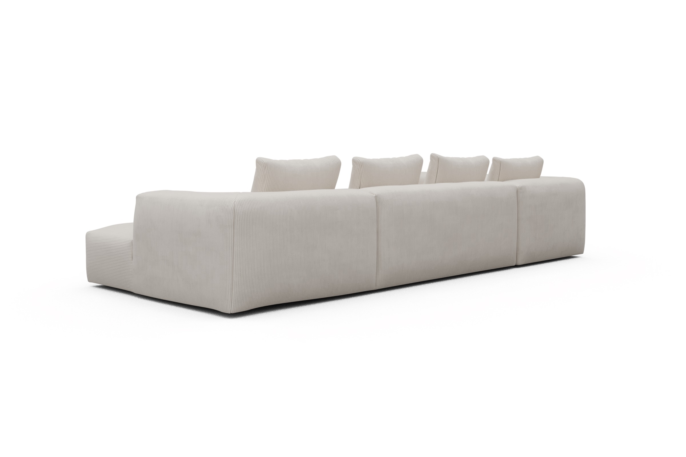 Wohnlandschaft Fred Chaiselongue rechts mit 2-Sitzer und lange Armlehne links Corduroy-Ivory