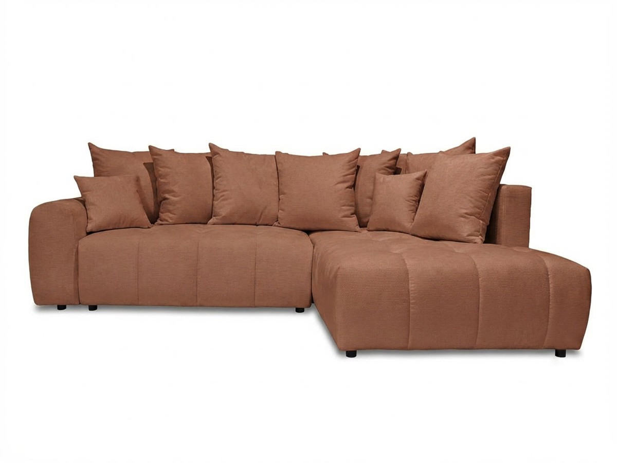 Bobochic Roxelane Ecksofa mit Schlaffunktion und Bettkasten Melange-Stoff Orange Ecke rechts