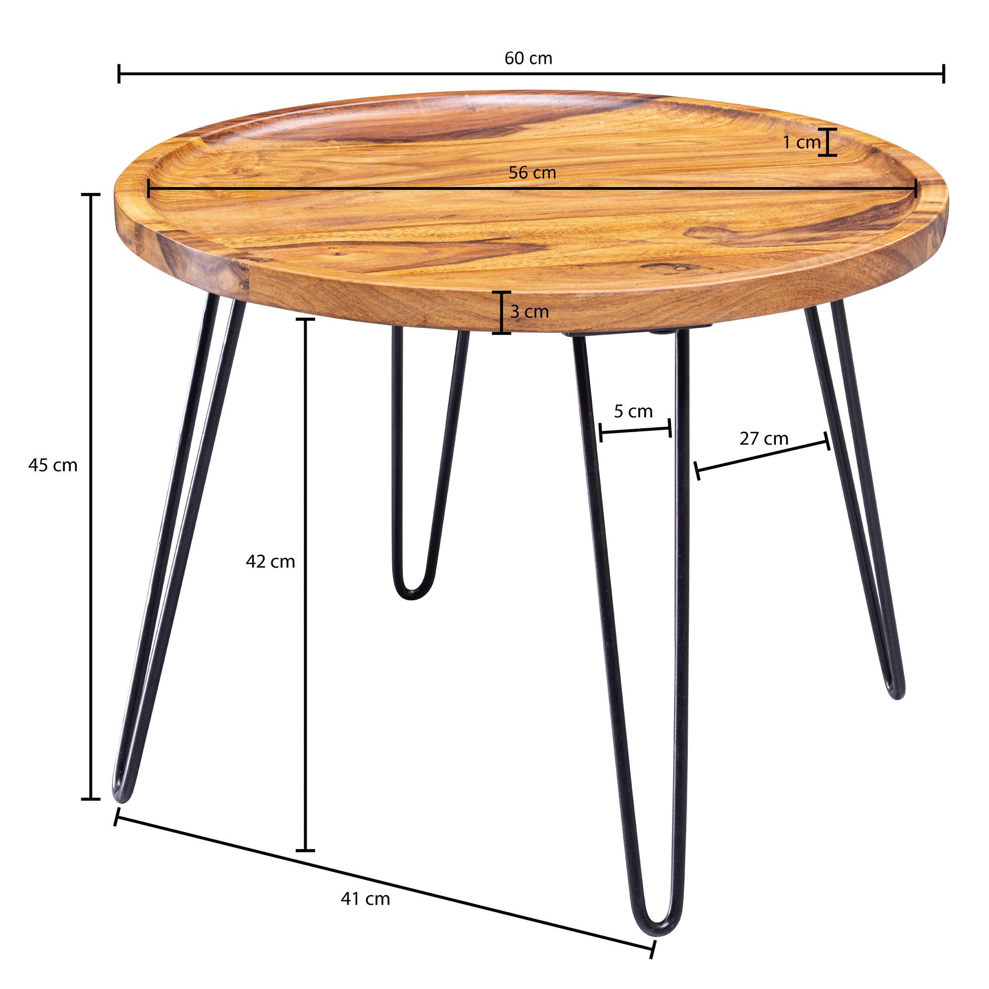 Couchtisch Skjervoy Massivholz Dunkelbraun Ø 60 cm