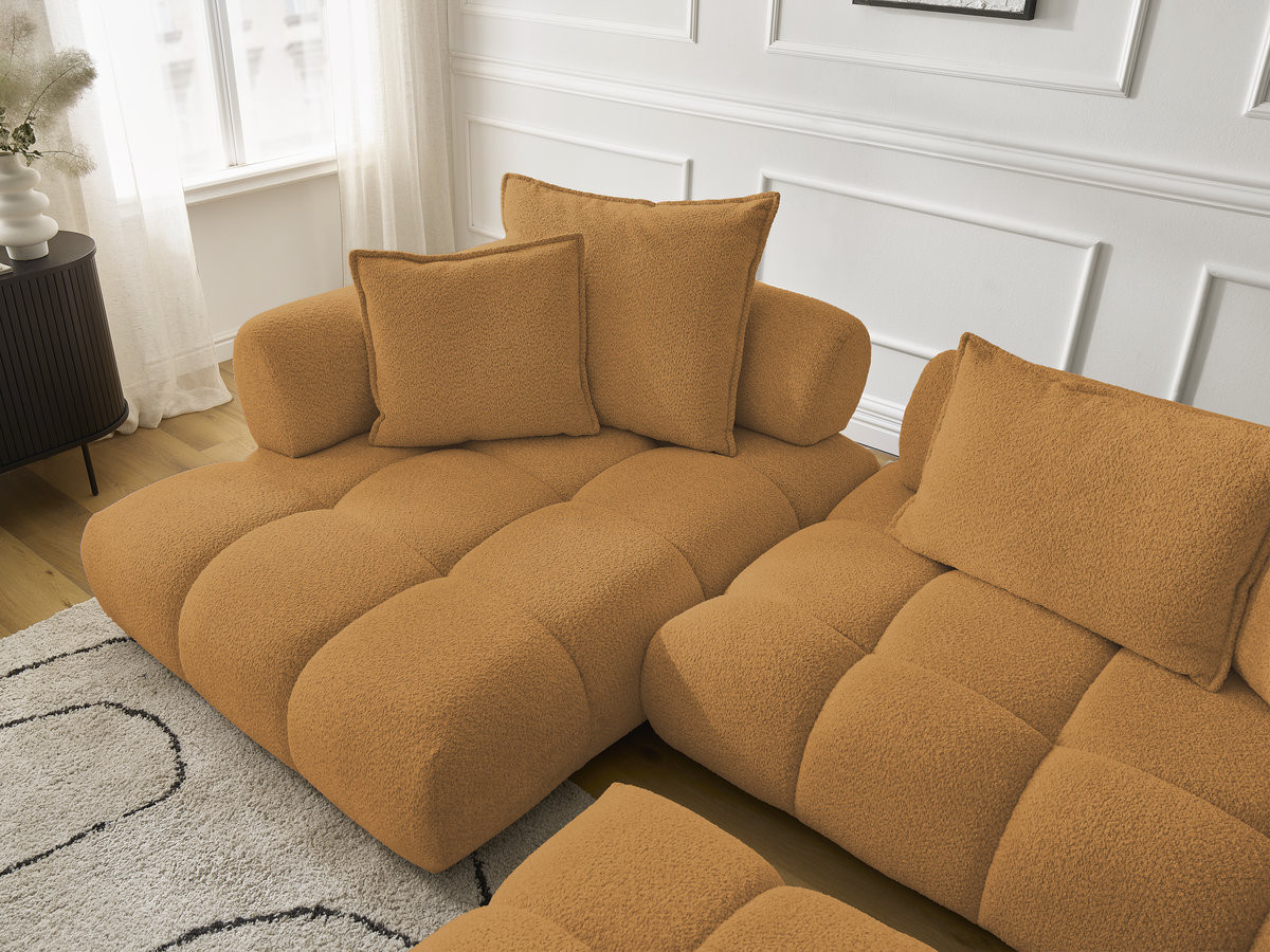 Bobochic Alya Ecksofa mit Pouf Bouclé-Stoff Gelb Ecke links