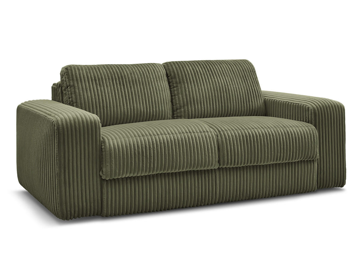 Bobochic Ibiza Schlafsofa 3-Sitzer Cordsamt Grün, Liegefläche 140 × 196 cm