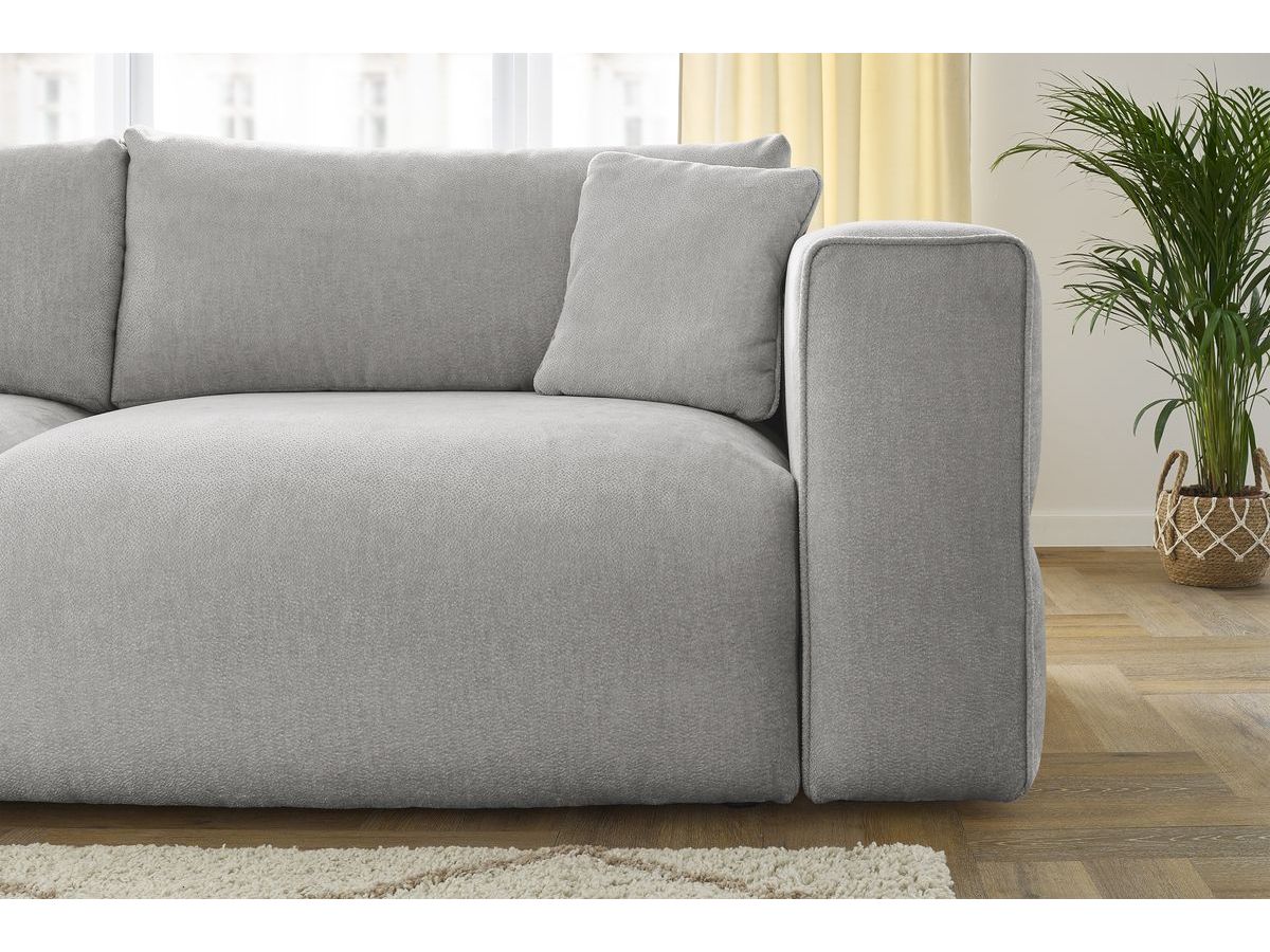 Bobochic Ezechiel Schlafsofa 3-Sitzer mit Bettkasten Stoff Hellgrau