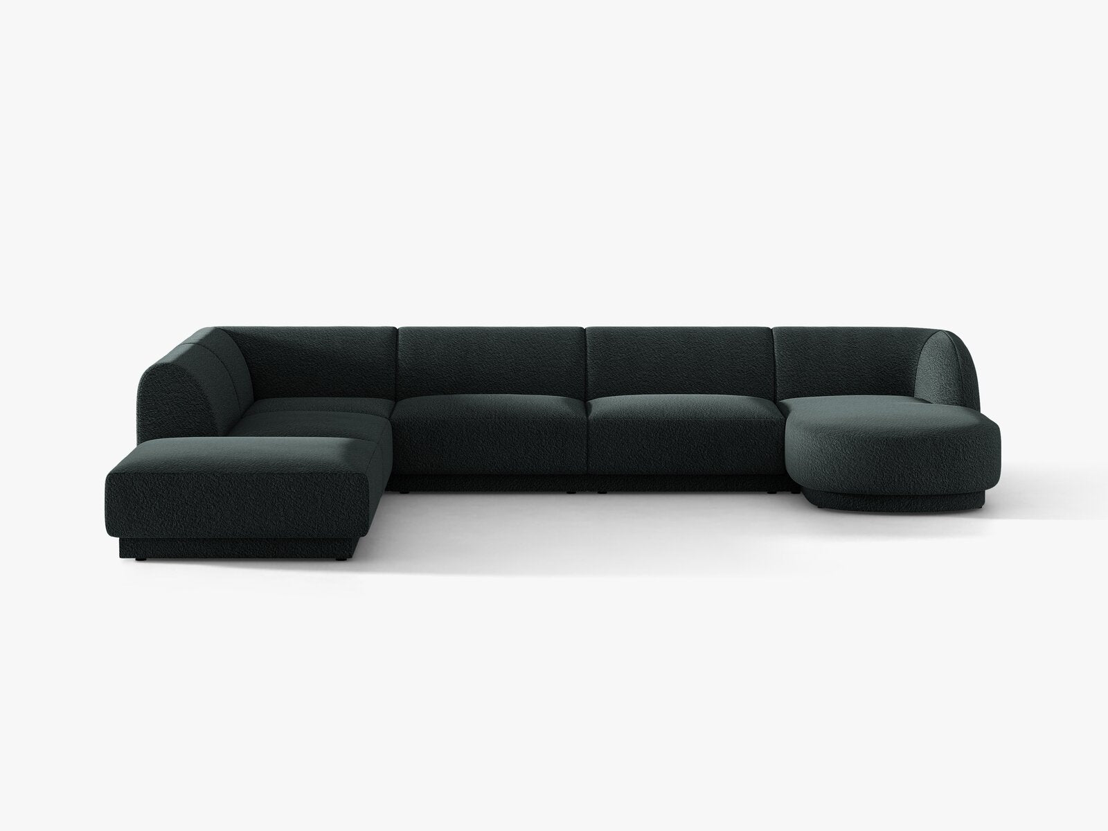 Micadoni Panorama-Ecksofa Miley 6-Sitzer Links Boucle Baloo Schwarz