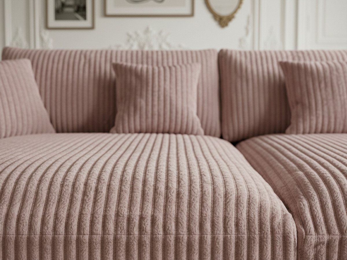 Bobochic Belem Sofa 3-Sitzer Breitcord weich Rosa