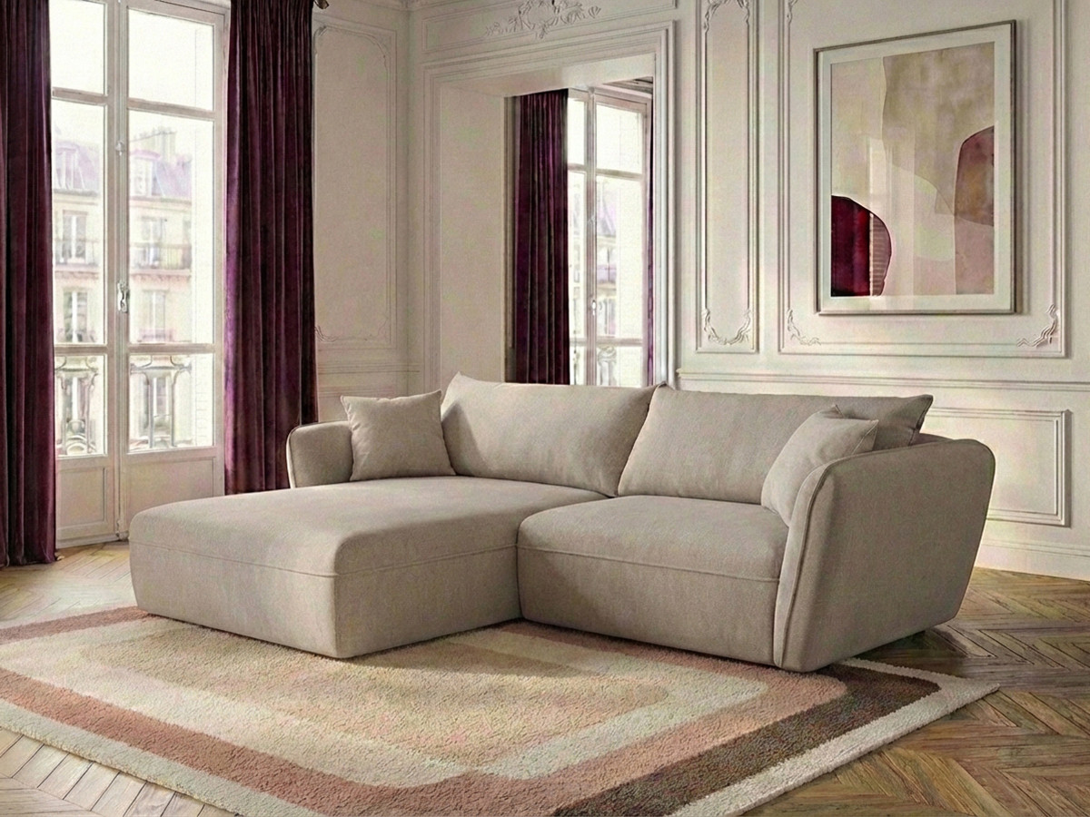 Bobochic Luigi Ecksofa Strukturstoff Beige Ecke links