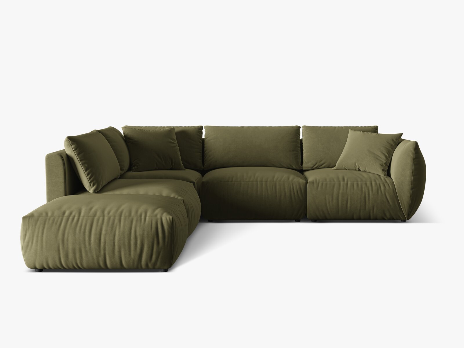 Micadoni Modulares Ecksofa Chris 4-Sitzer Links Samt Hellgrün