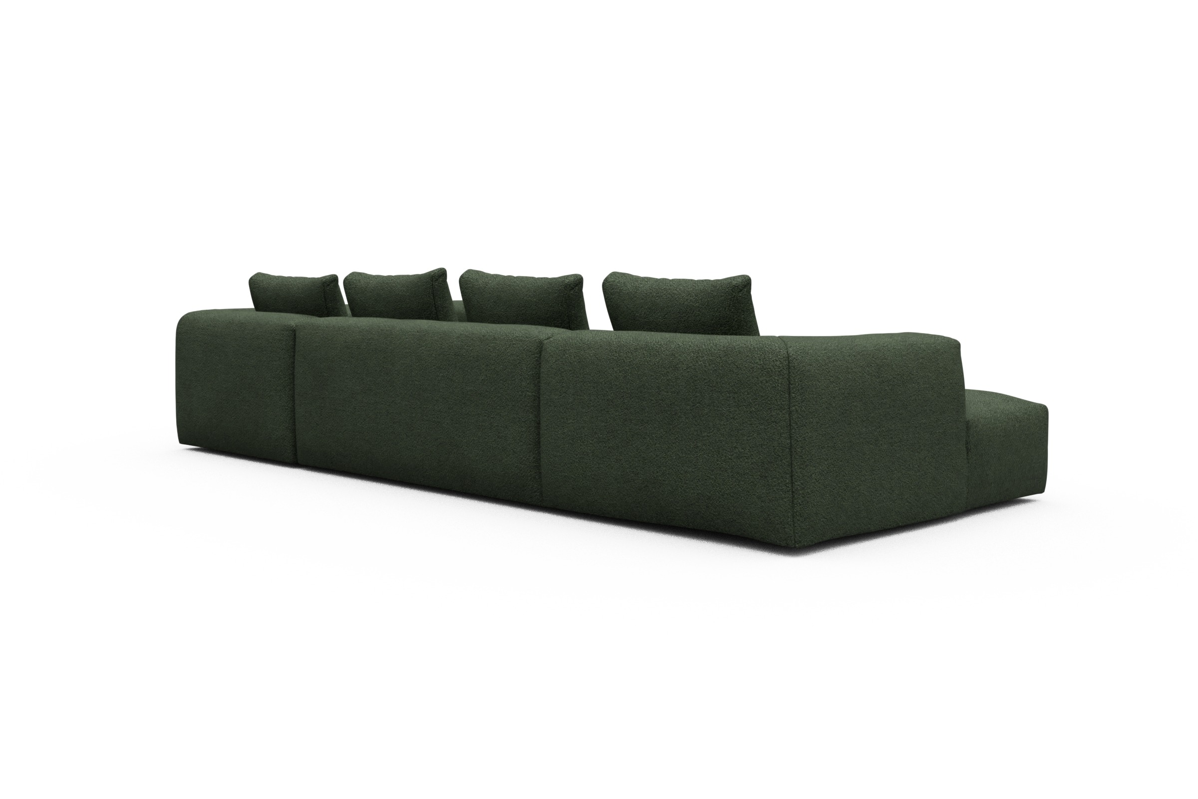 Wohnlandschaft Fred Chaiselongue links mit 2-Sitzer und lange Armlehne rechts Vanora-Deep-Green