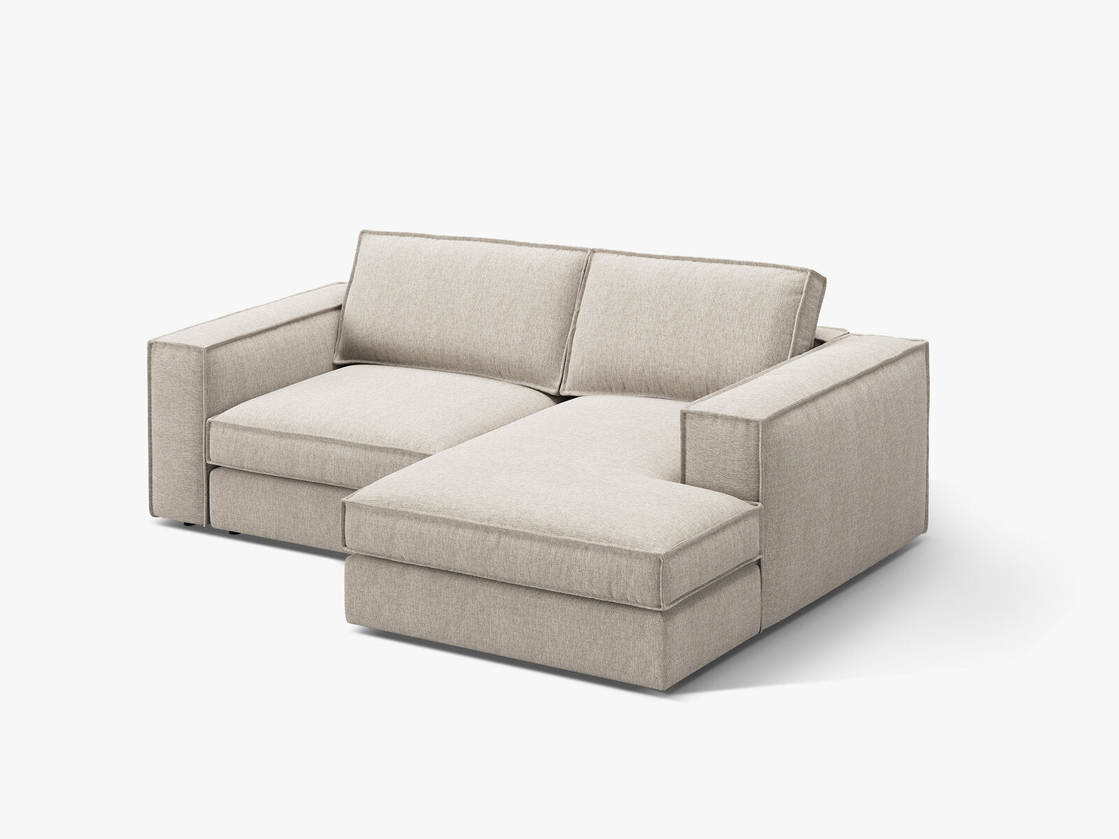 Micadoni modulares Ecksofa Pola 2-Sitzer kleine Version Rechts Strukturierter Stoff Babel Sand