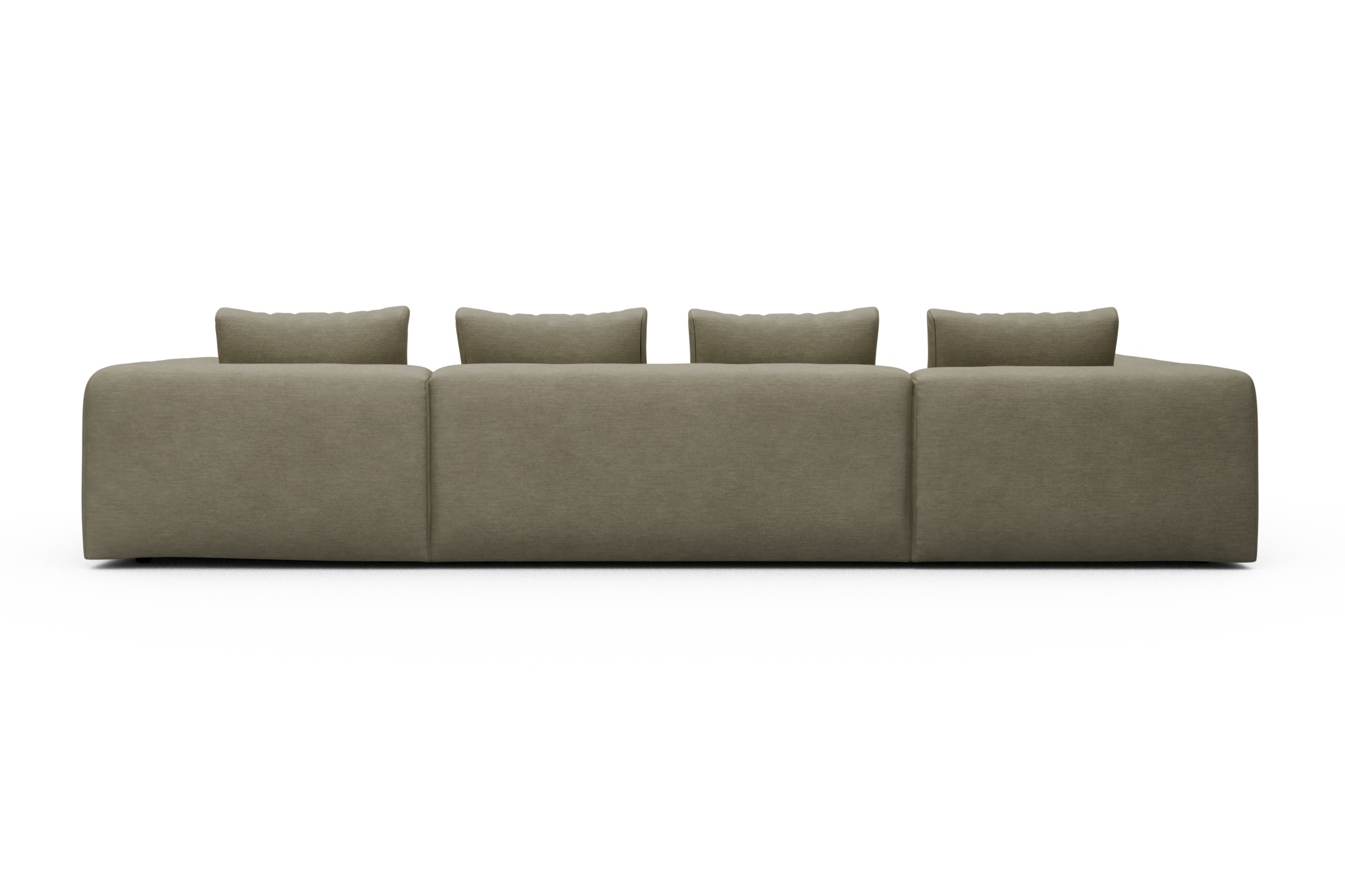 Wohnlandschaft Fred Relax-Ecke links mit 2-Sitzer und Chaiselongue rechts Vivus-Dusty-Sand