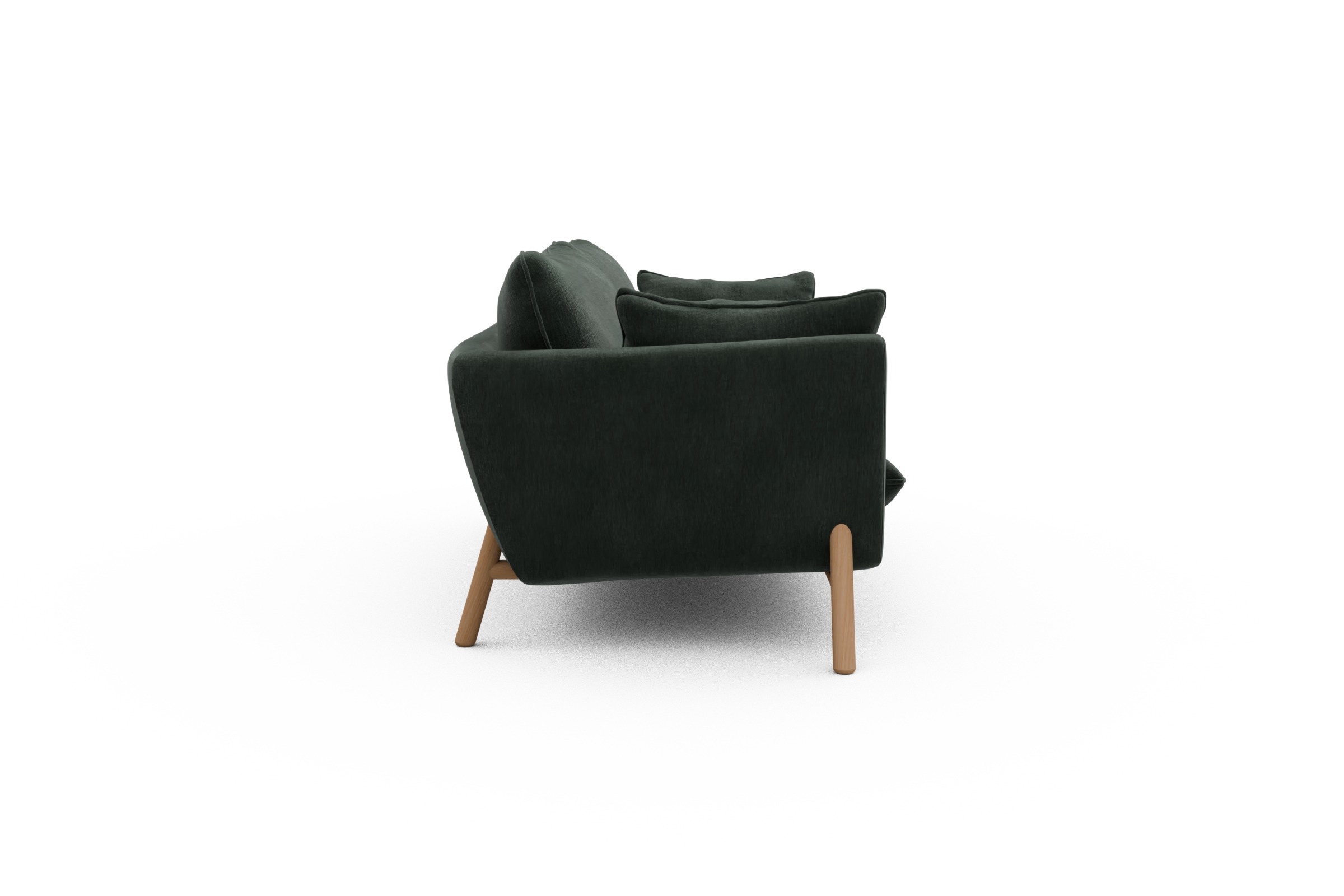 Sofa Emil 2-Sitzer Beinfarbe Eiche Natur Smooth-Laurel-Green