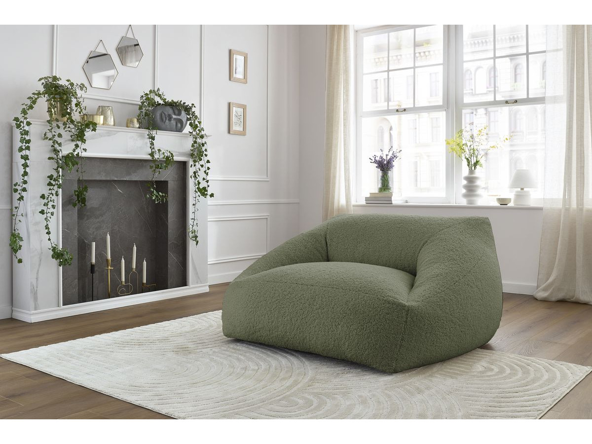 Bobochic Lilibet Pouf Bouclé-Stoff Grün