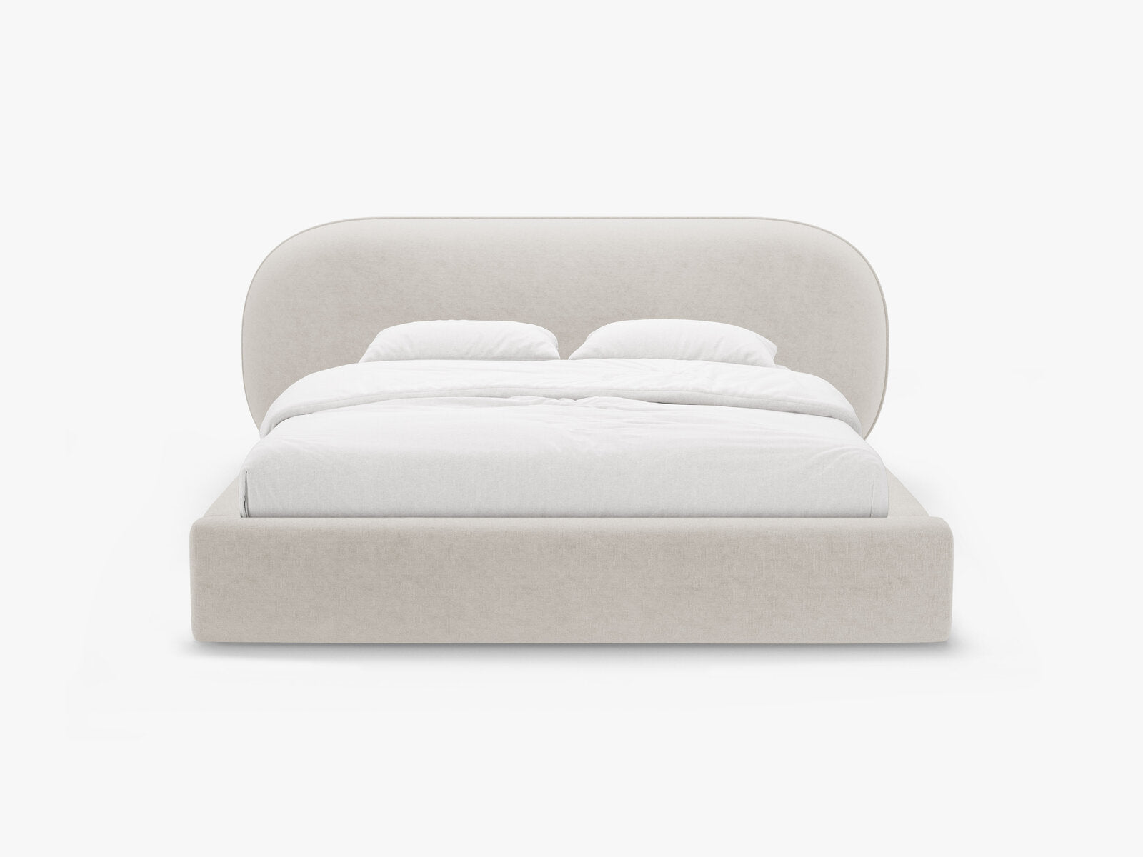 Micadoni Stauraumbett mit Kopfteil Ovalo Chenille Perfect Harmony Helles Beige 140x200