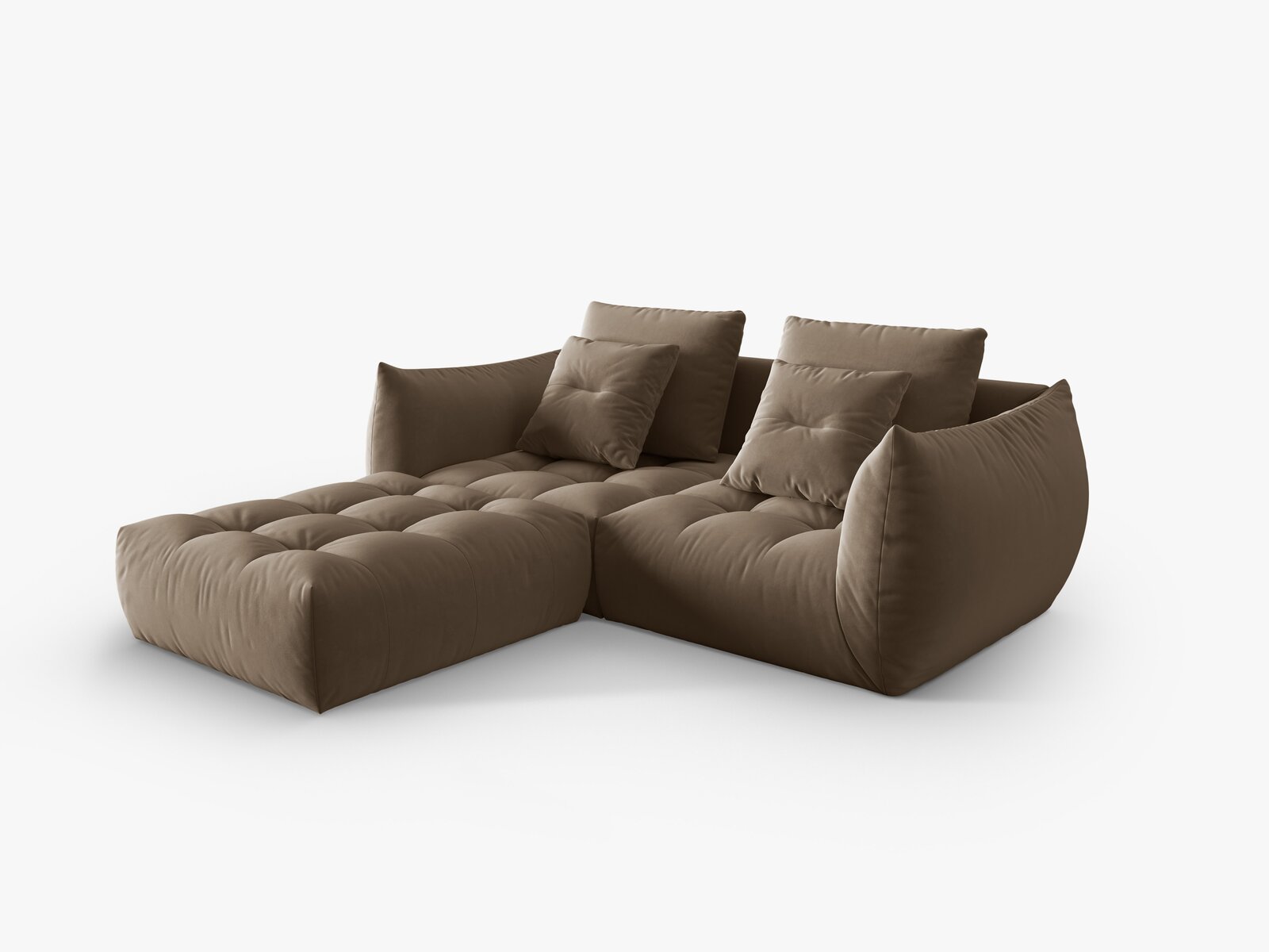 Micadoni Ecksofa Bloom 3-Sitzer Samt Hellbraun