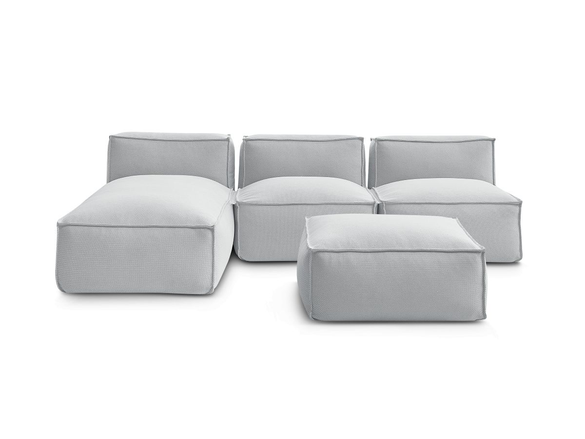 Bobochic Biarritz Gartensofa 4-Sitzer mit Pouf 252 × 168 cm Melange-Stoff Grau