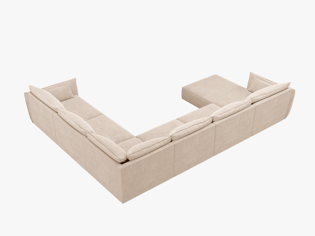 Micadoni Panorama-Ecksofa Kaelle 8-Sitzer Rechts Chenille Over The Horizon Beige