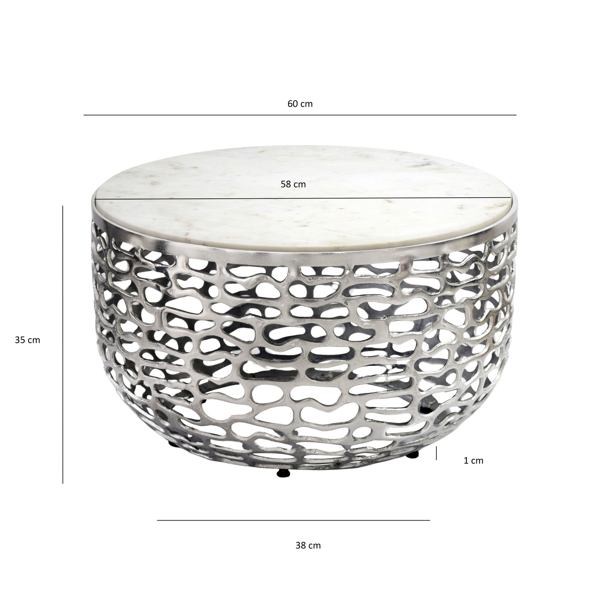 Couchtisch Sandve Marmor Silber Ø 60 cm
