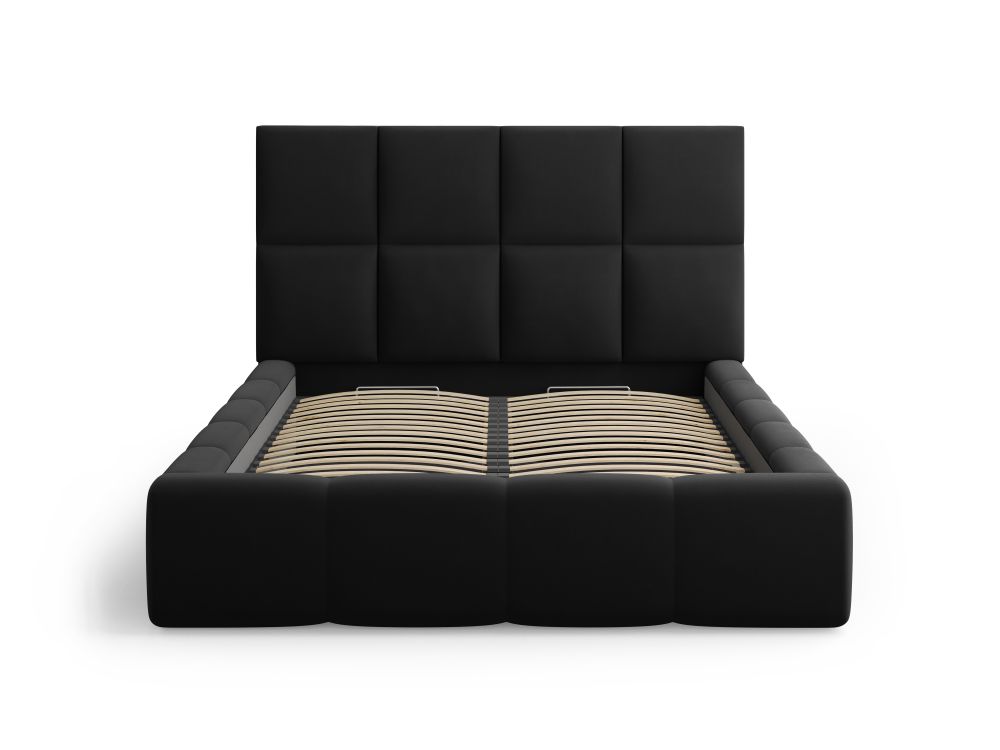 Cosmopolitan Design Stauraumbett mit Kopfteil Livigno 200x200 Samt Bluvel Schwarz