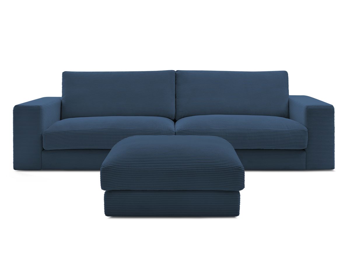 Bobochic Leonard Sofa 4-Sitzer mit Pouf 274 × 109 cm Cordsamt Dunkelblau