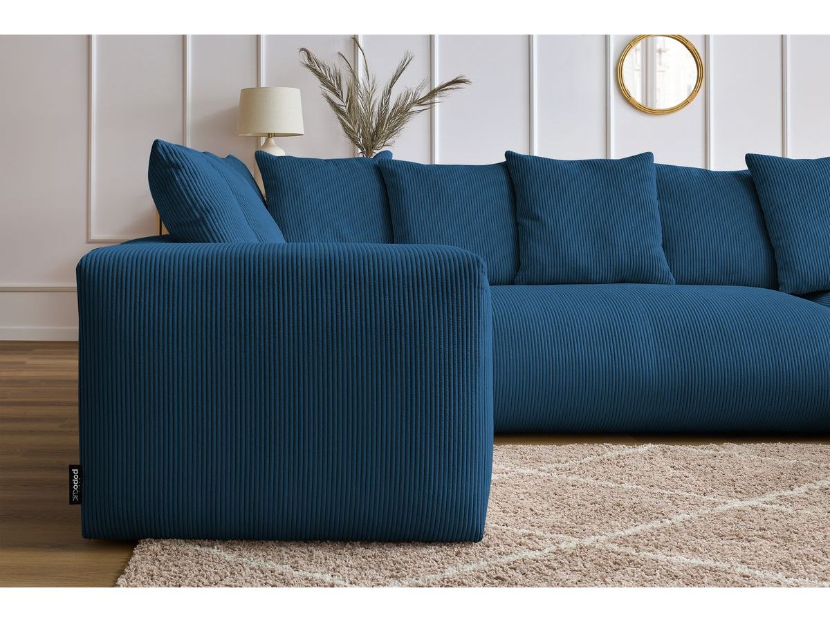 Bobochic Voltaire Wohnlandschaft 356 × 214 cm Cordsamt Dunkelblau Ecke rechts