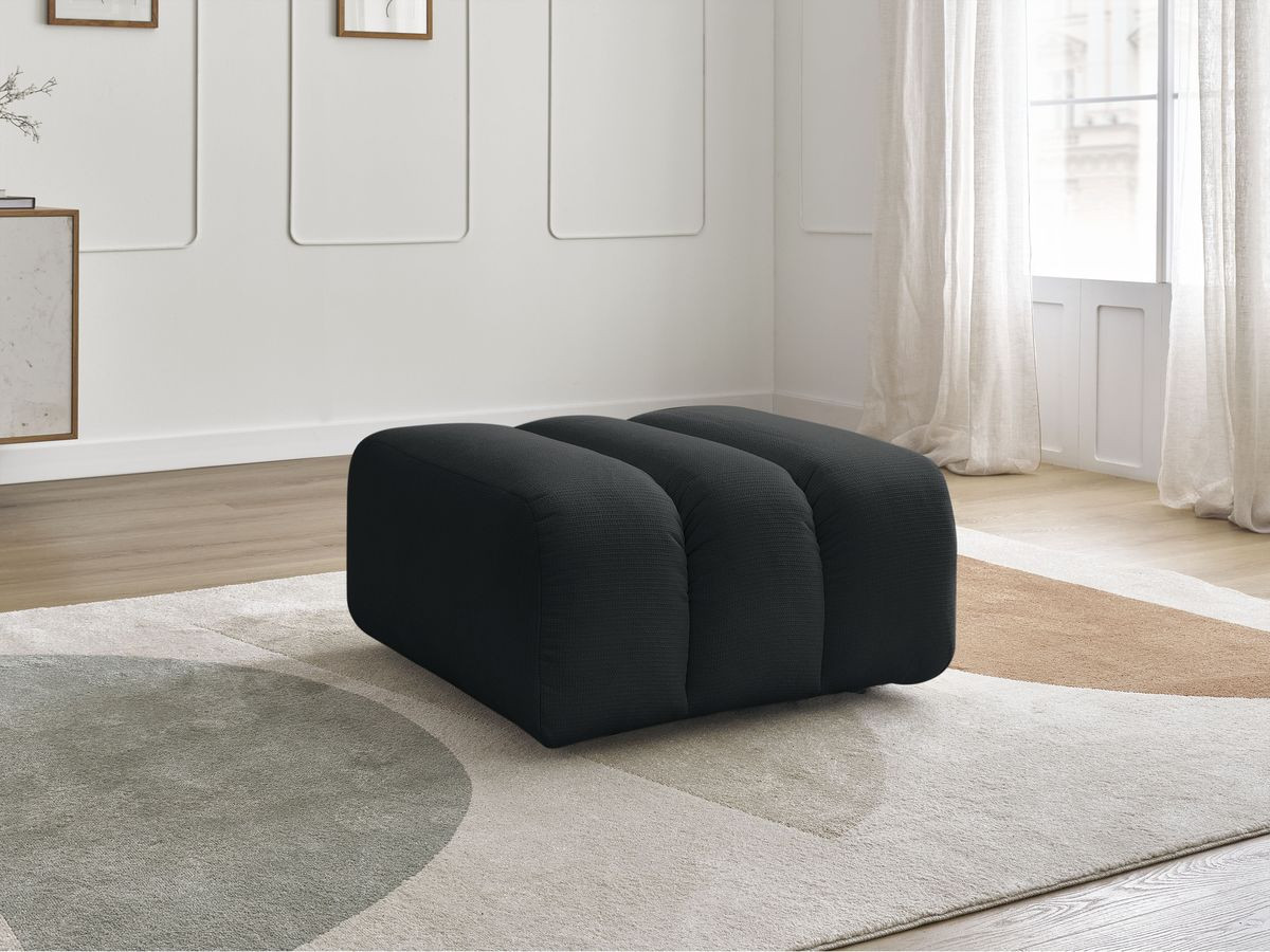Bobochic Talia Pouf Melange-Stoff Schwarz