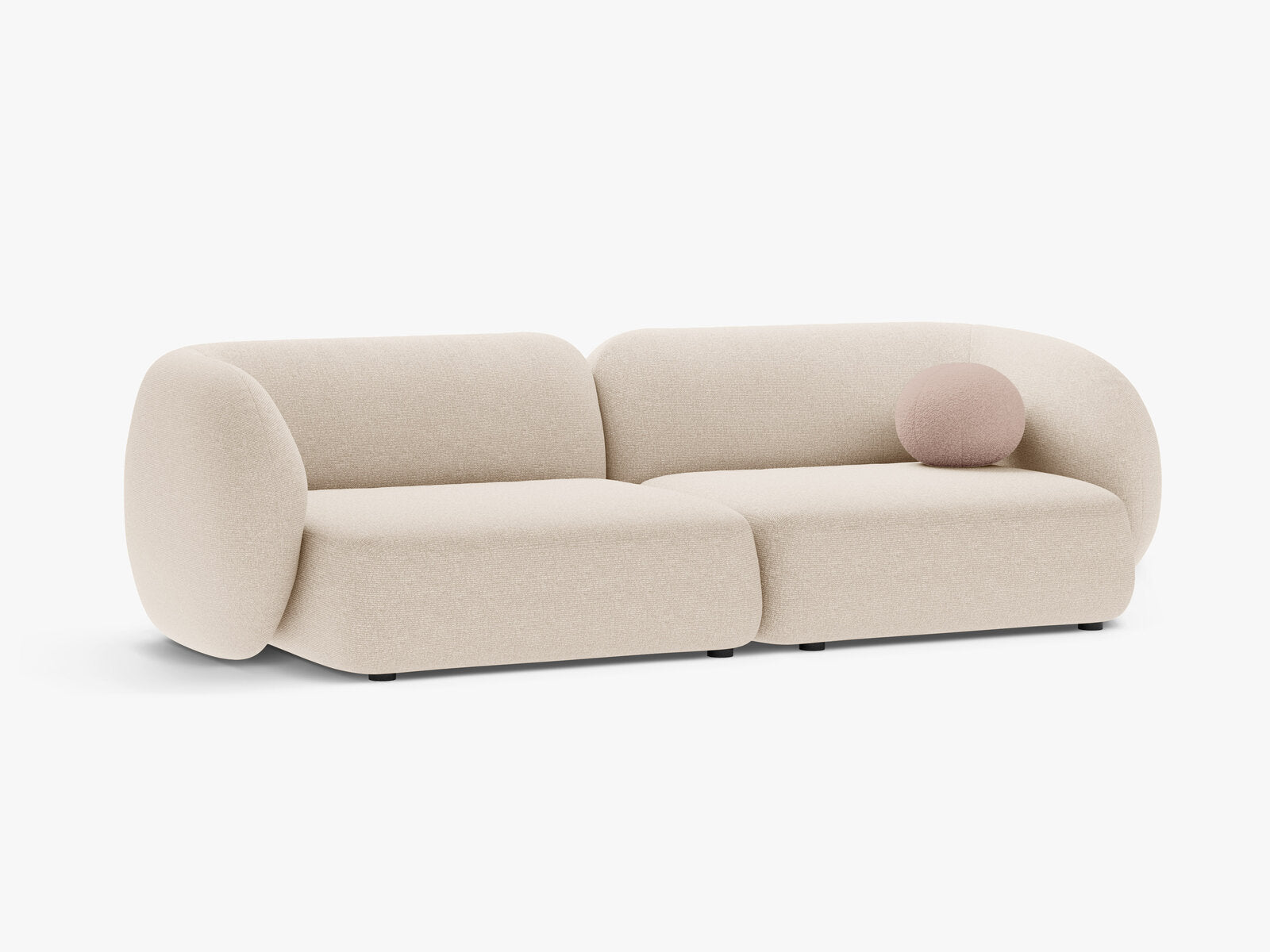 Micadoni Sofa Kate 4-Sitzer Strukturierter Stoff Hellbeige Melange