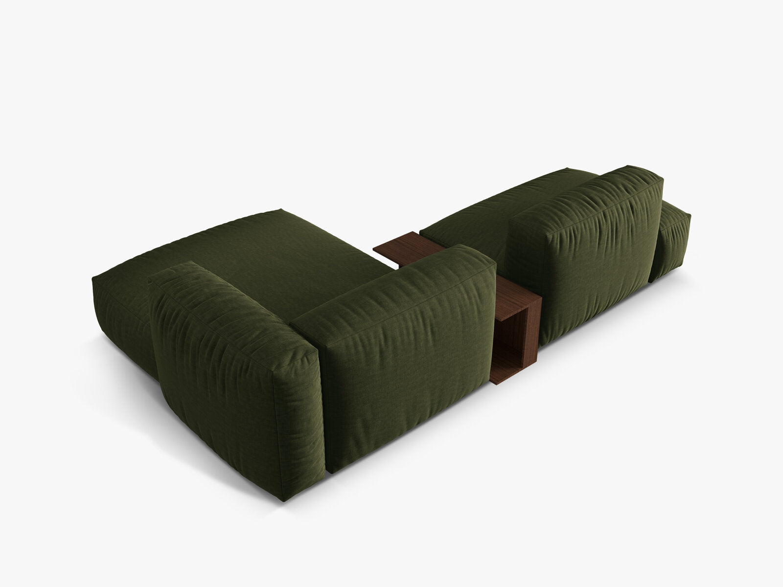 Micadoni Ecksofa Martina 2-Sitzer mit Couchtisch Rechts Strukturierter Stoff Grün
