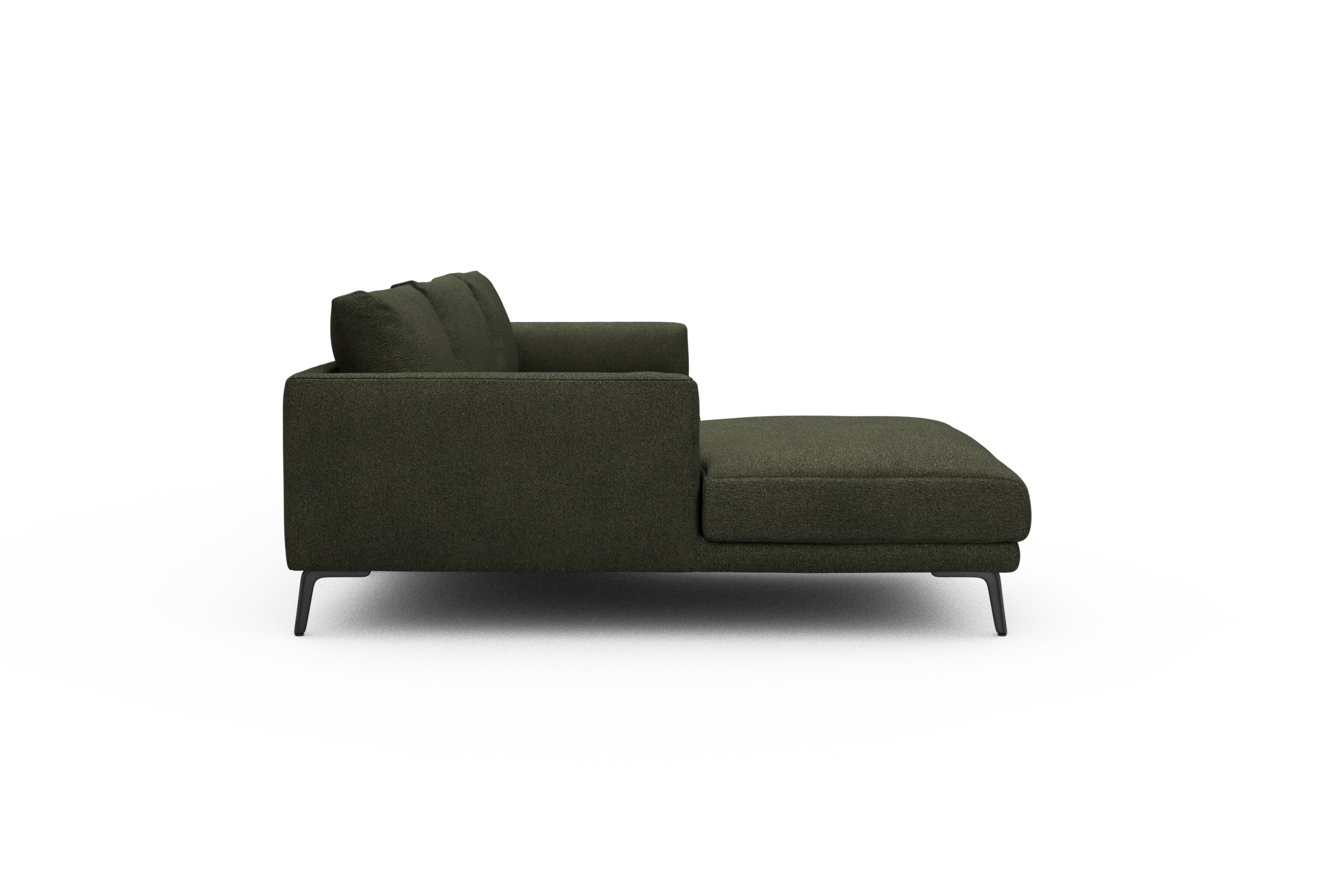 Ecksofa Karl Chaiselongue links mit 2,5-Sitzer Boucle-Forest-Green