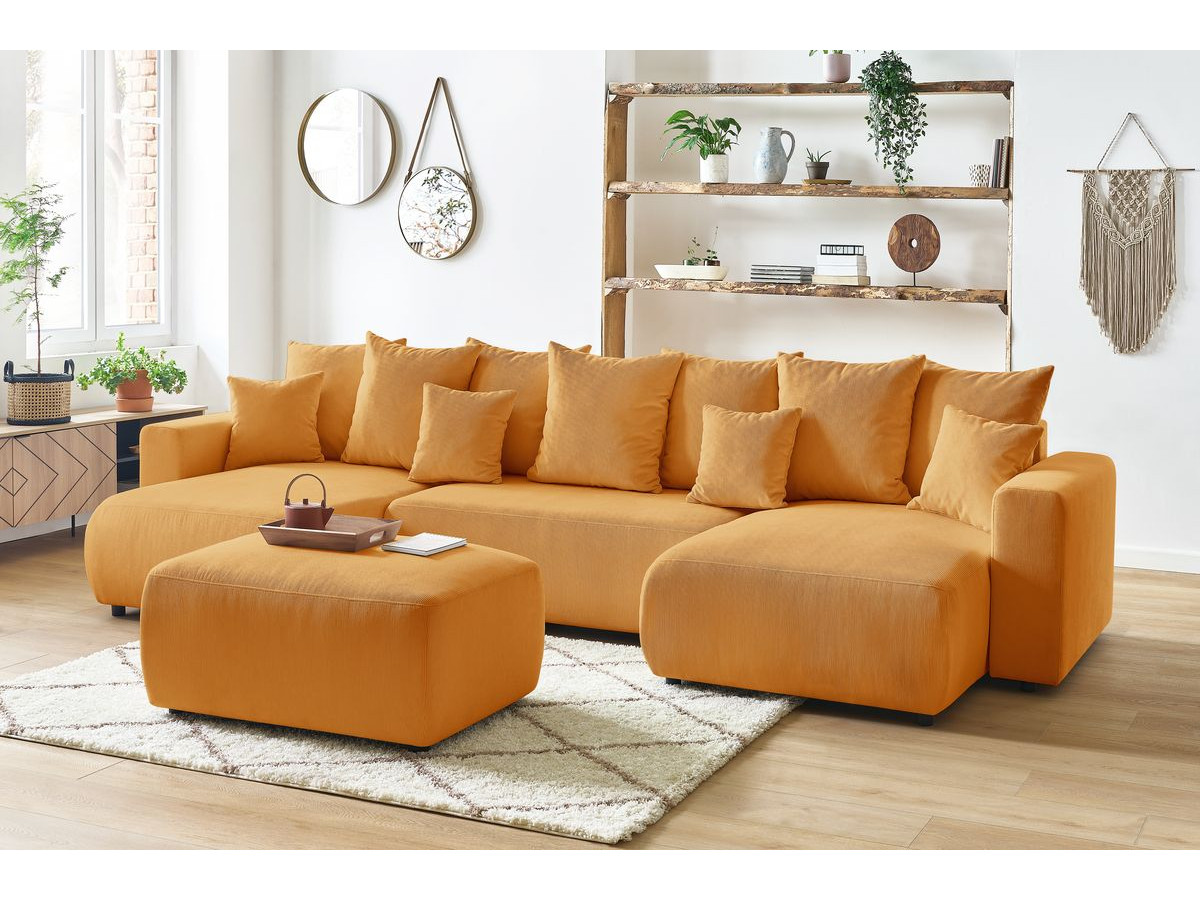 Bobochic Envy Wohnlandschaft mit Pouf Cordsamt Gelb