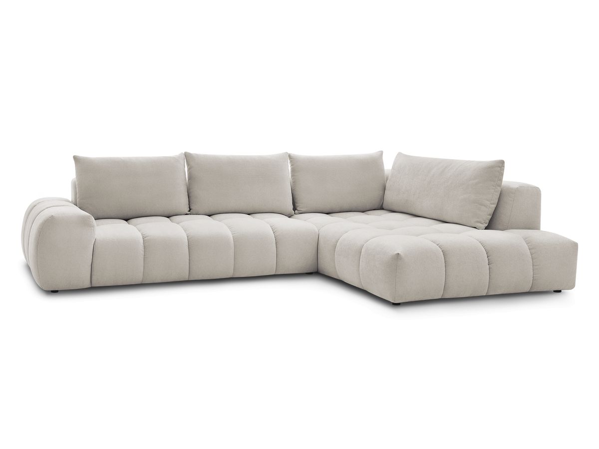 Bobochic Everest Ecksofa, 4 Kissen Strukturstoff Beige Ecke rechts