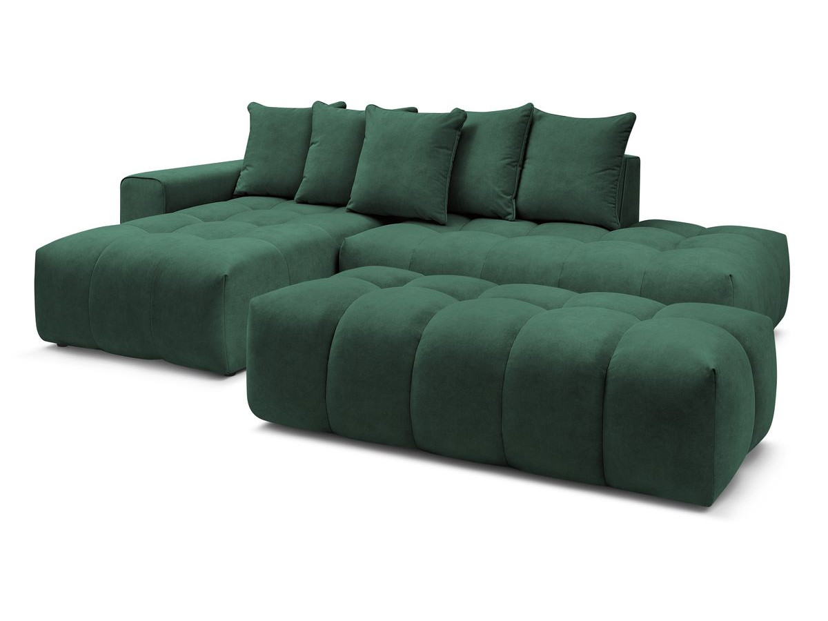 Bobochic Mont-blanc Ecksofa mit Pouf Samt Grün Ecke links