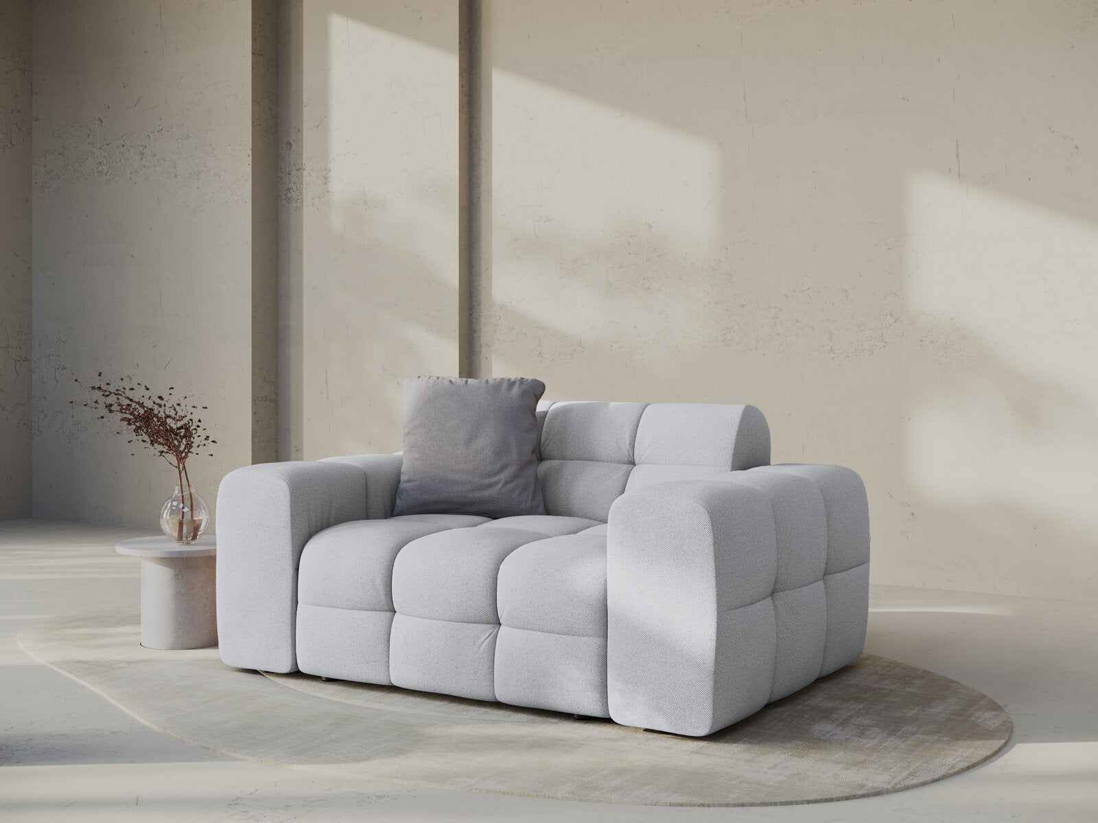 Micadoni Sofa Kendal 2-Sitzer Strukturierter Stoff Hellgrau
