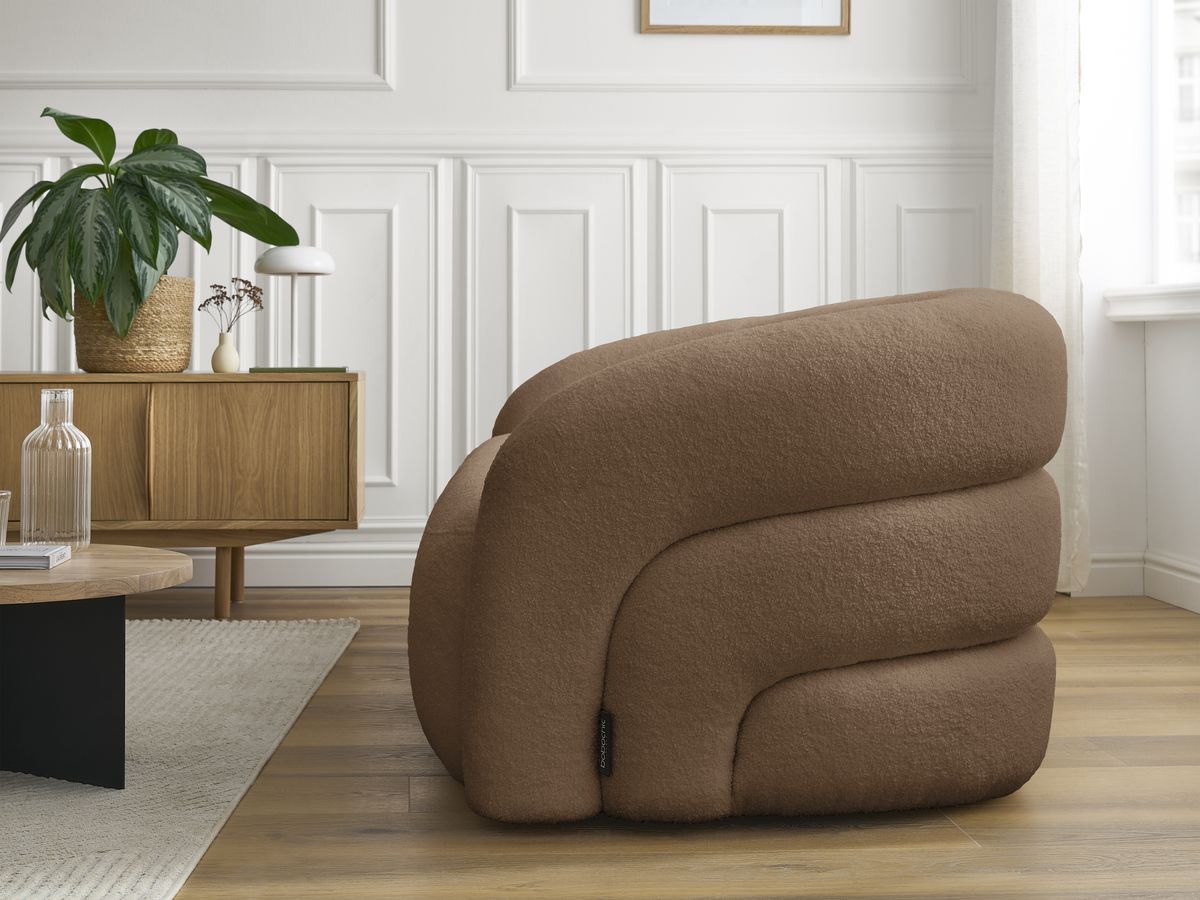 Bobochic Elina Sofa 3-Sitzer Bouclé-Stoff Braun