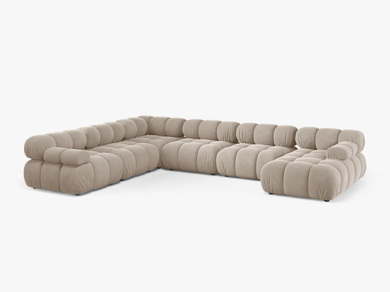 Micadoni Modulares Panorama Ecksofa Bellis 8-Sitzer Links Samt Bluvel Dunkelbeige