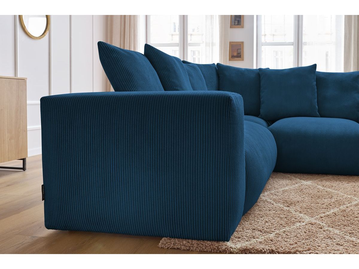 Bobochic Voltaire Ecksofa 268 × 214 cm Cordsamt Dunkelblau Ecke rechts
