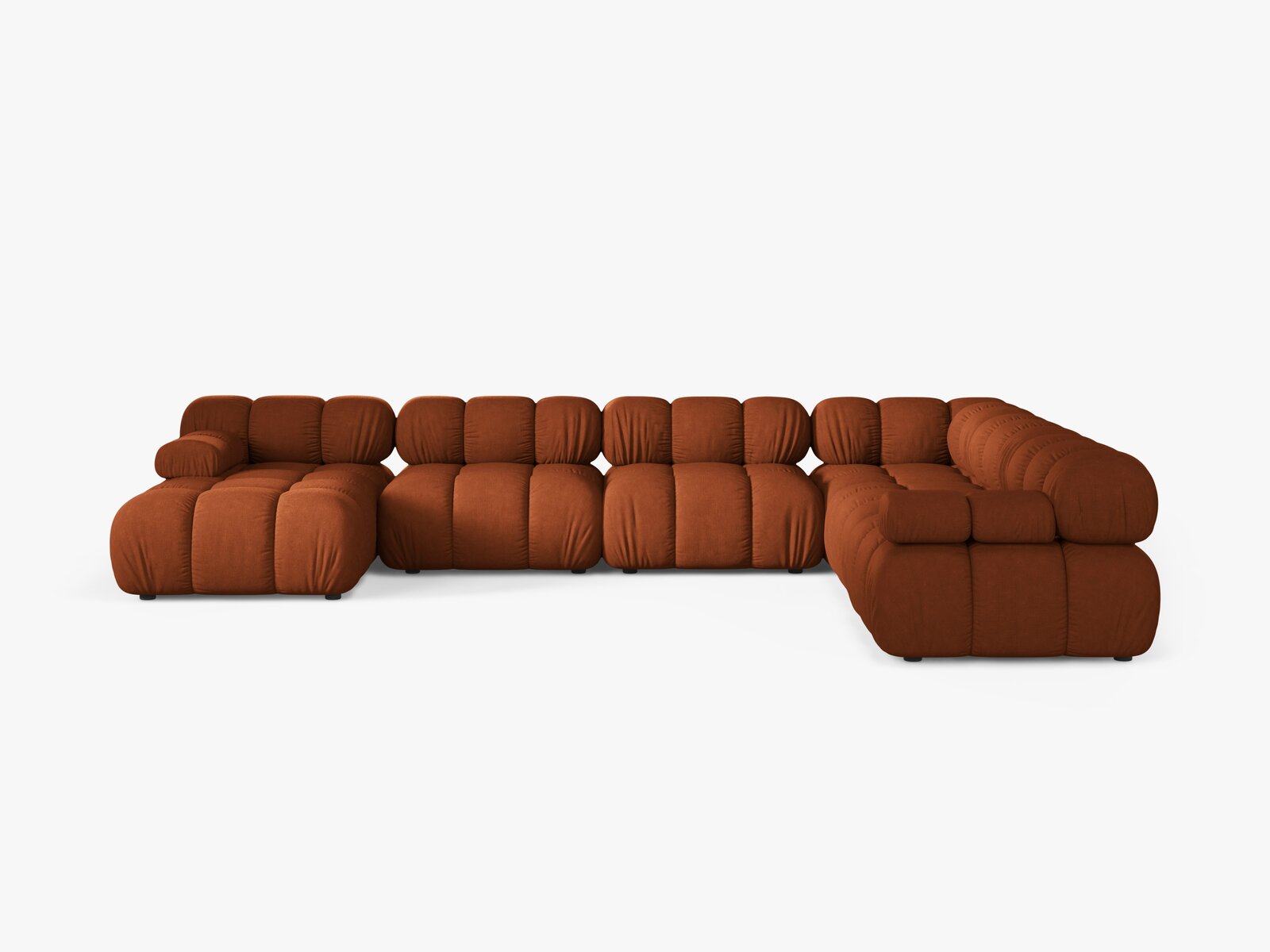Micadoni Modulares Panorama Ecksofa Bellis 8-Sitzer Rechts Strukturierter Stoff Liberty Ziegel