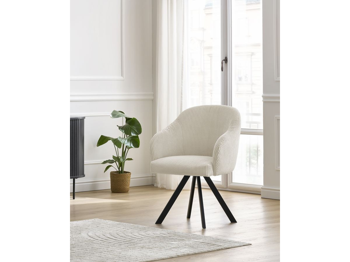Bobochic Sophie Esszimmerstuhl mit Sternfuß Cordsamt Beige