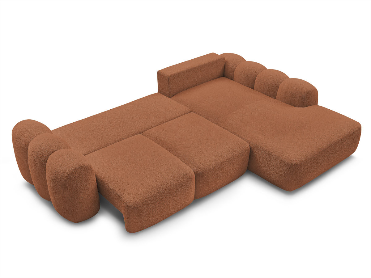 Bobochic Montaigne Ecksofa mit Schlaffunktion und Bettkasten 288 × 196 cm Bouclé-Stoff Orange Ecke rechts