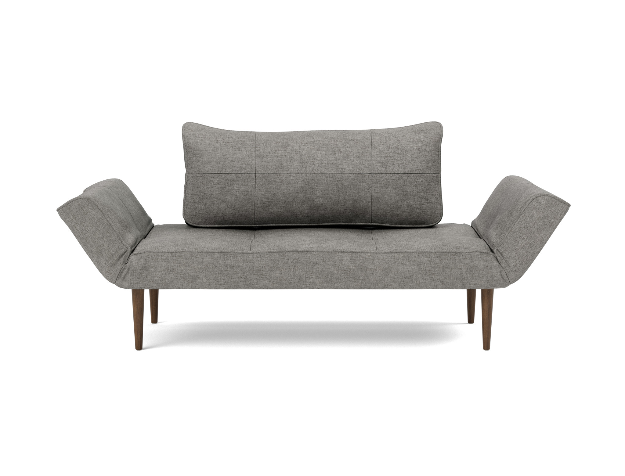 Tagesbett Zeal Flachgewebe Avella 282-Warm-Grey Beine Styletto Eiche dunkel