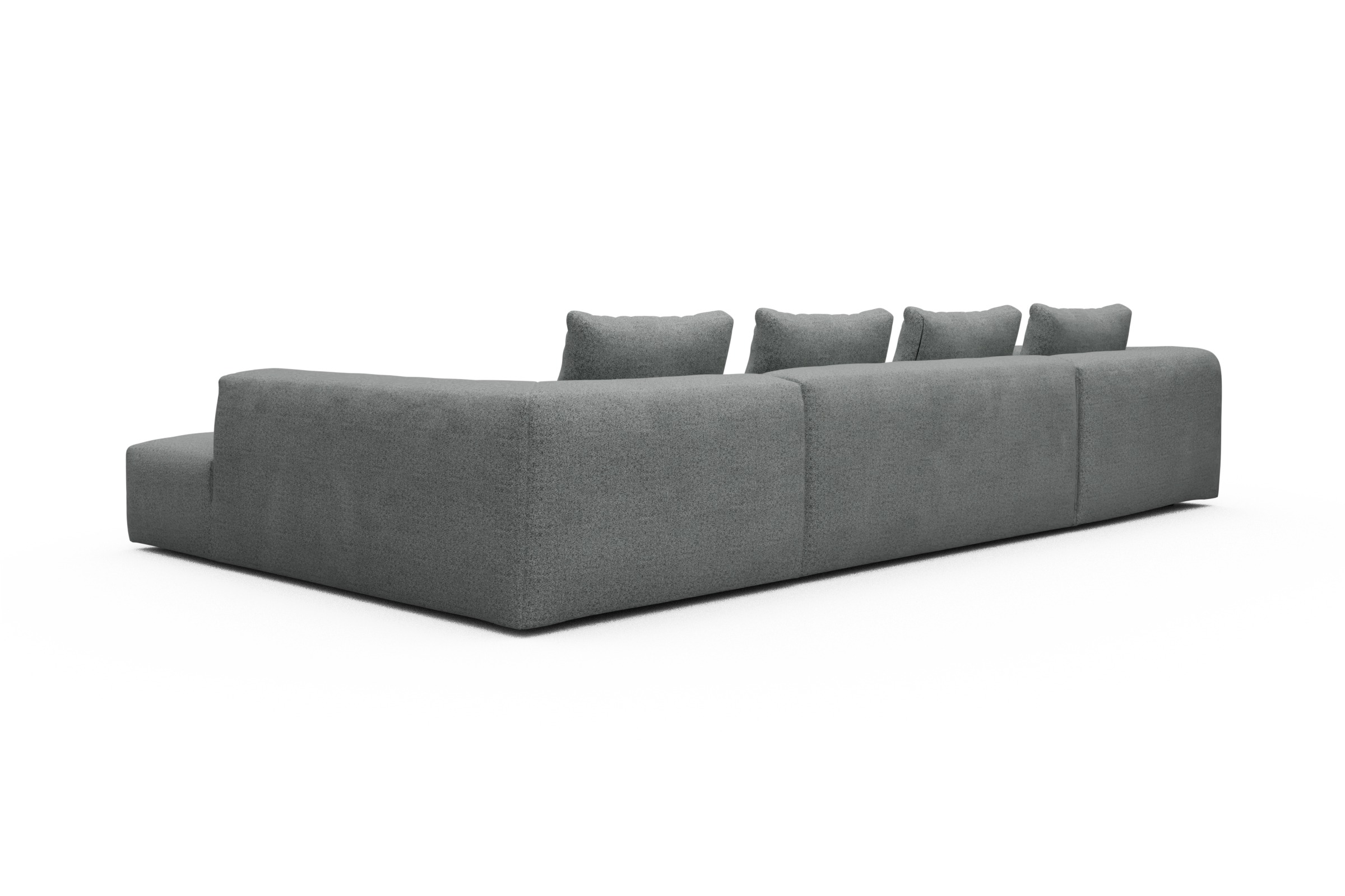 Wohnlandschaft Fred Relax-Ecke rechts mit 2-Sitzer und Chaiselongue links Aivi-Gravet-Grey