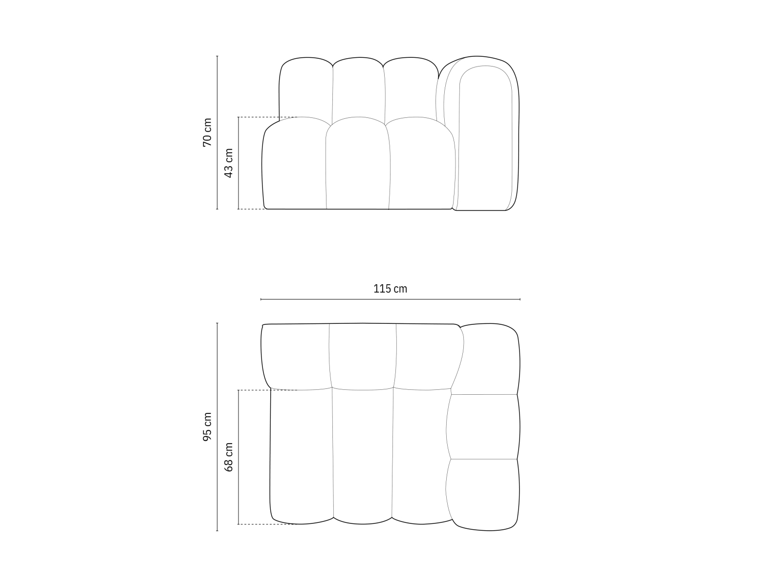 Micadoni Modul Lupine 1-Sitzer Rechts Samt Salvador Flaschengrün